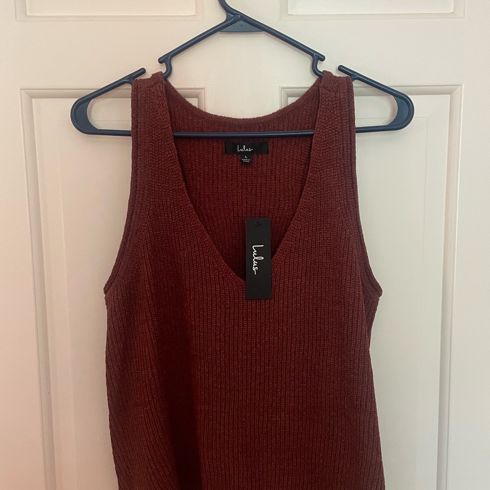 Lulu's Red Ribbed Sleeveless Tank Top